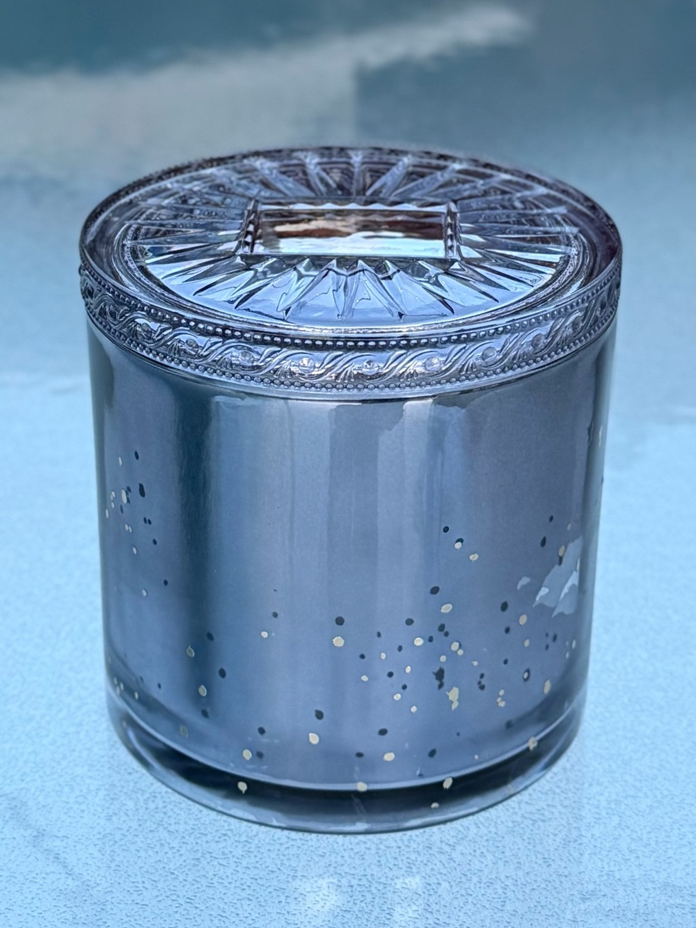 Voluspa Decorative Gray Speckled Maison Grande Empty 3-Wick Candle Jar No Candle - Picture 3 of 7